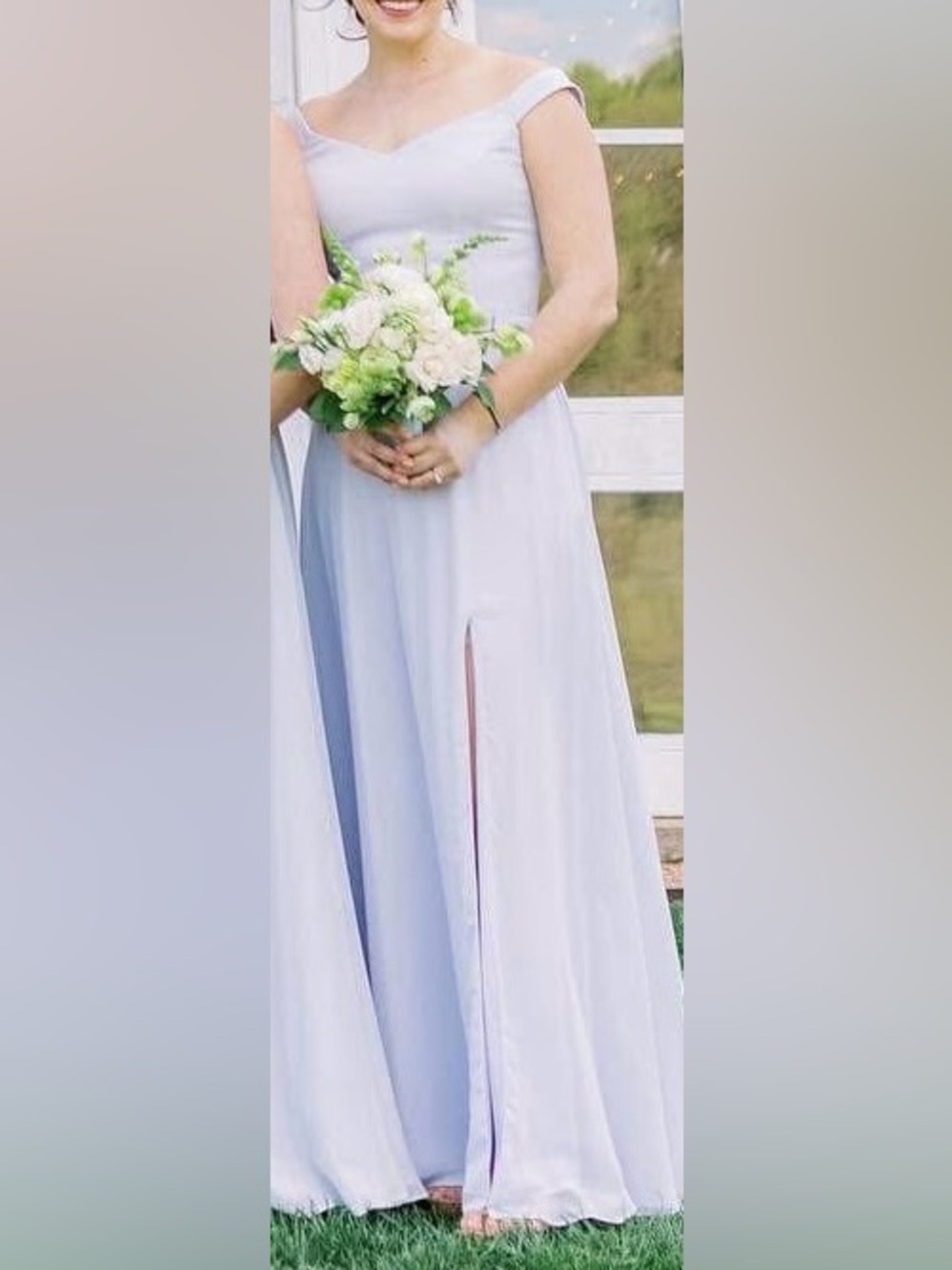 Light Blue Full Length Formal Dress with Front Slit